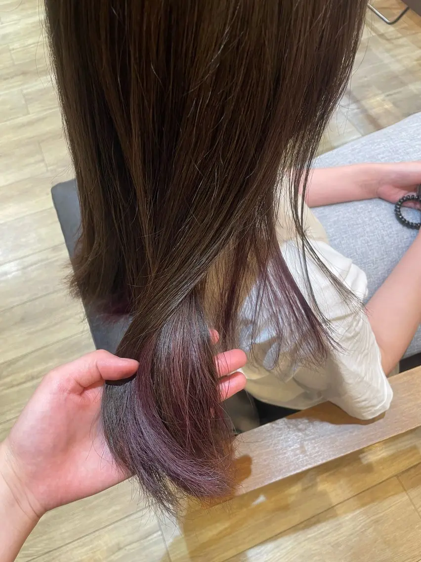 セミロング カラー アッシュ ブリーチ ピンクカラー noda komiのヘアスタイル