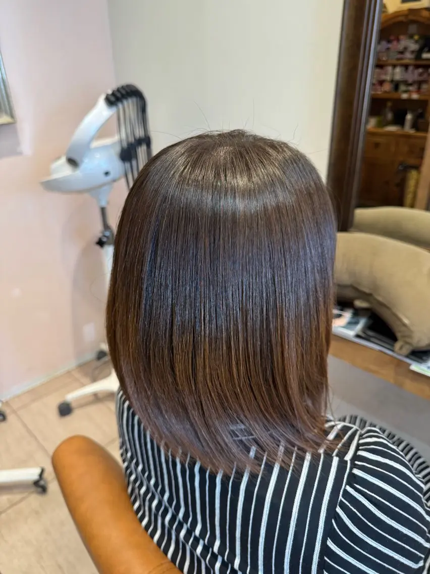 ミディアム 縮毛矯正 フカモト カエデのヘアスタイル