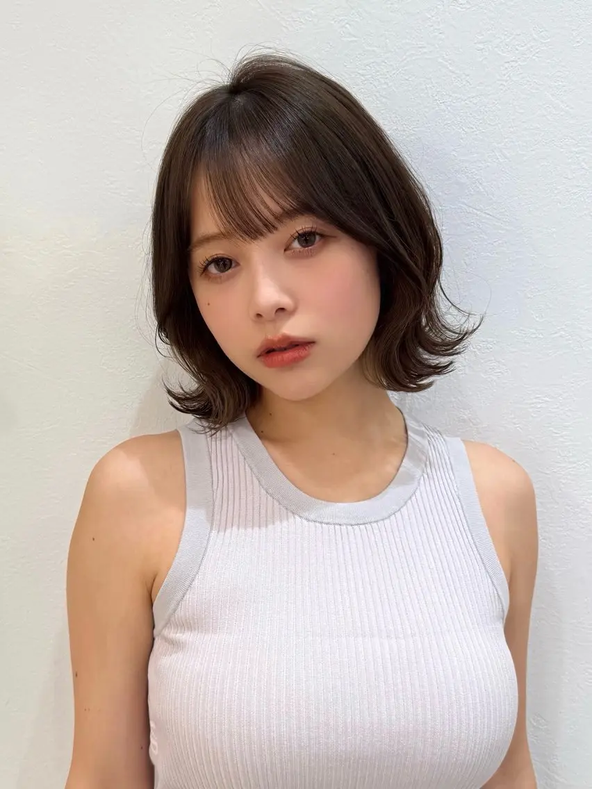 ミディアム カット ヘアカラー トリートメント 新宿/髪質改善/ボブ 韓国レイヤー大重聖斗のヘアスタイル