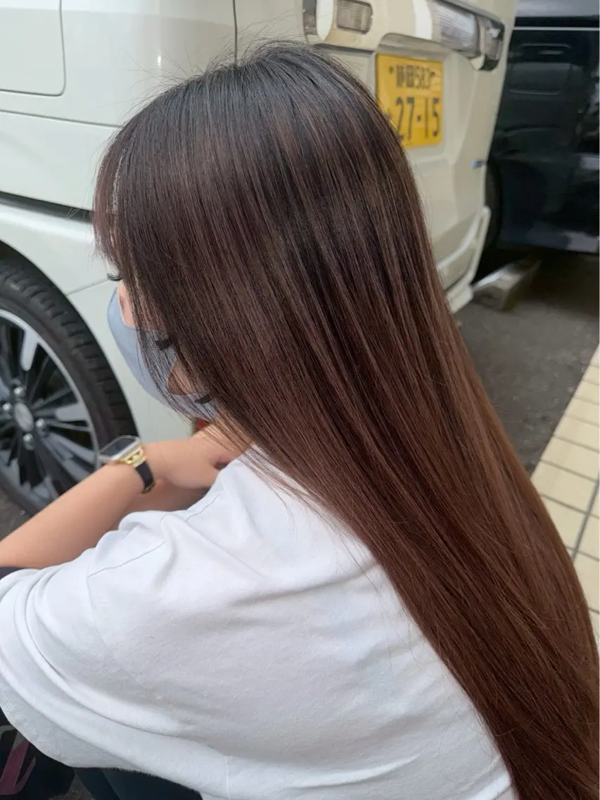 ロング カラー バレイヤージュ レイヤーカット ヘアカラー ハイトーン 清水/草薙/kanaのヘアスタイル