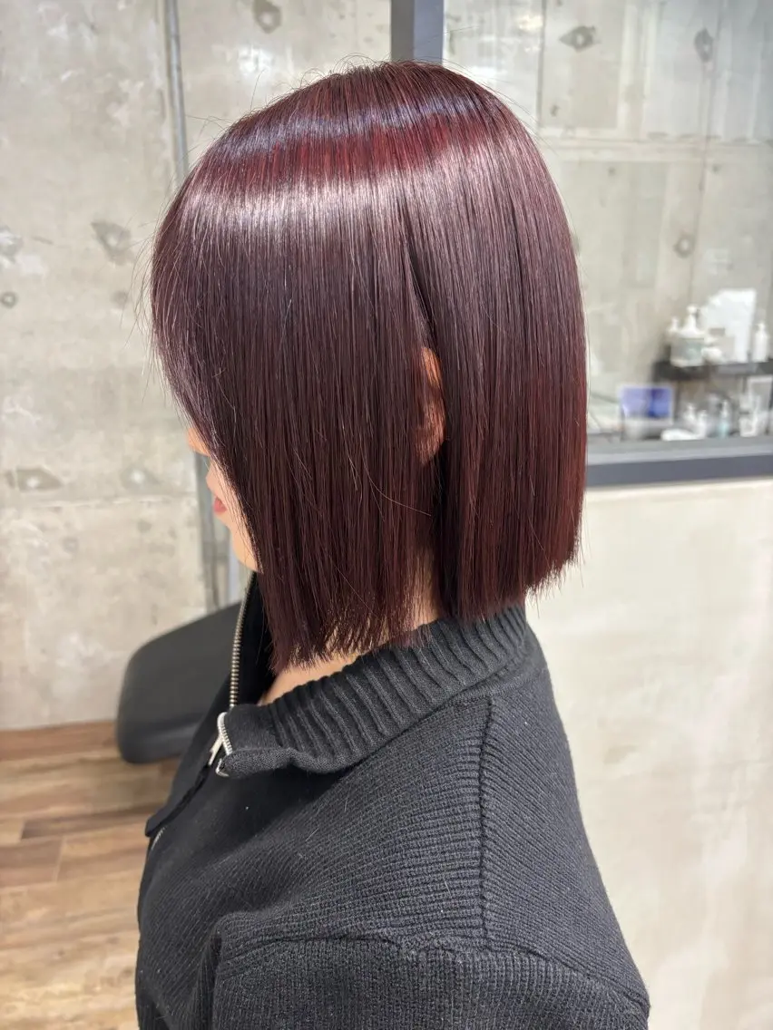 ショート カラー レッドカラー ボブ トリートメント 井上 光のヘアスタイル