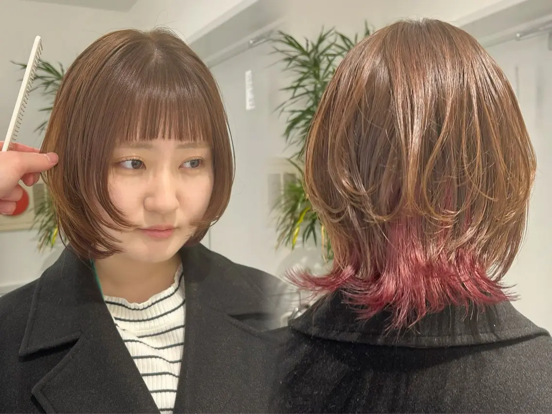 ミディアム カラー カット ヘアカラー 池袋/小顔レイヤー/ 顔まわり/taigaのヘアスタイル
