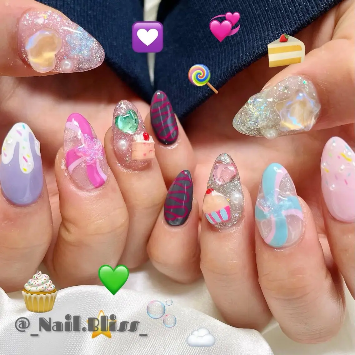 ネイル ハート 持ち込み ハンドネイル NAIL BLISSのネイルデザイン