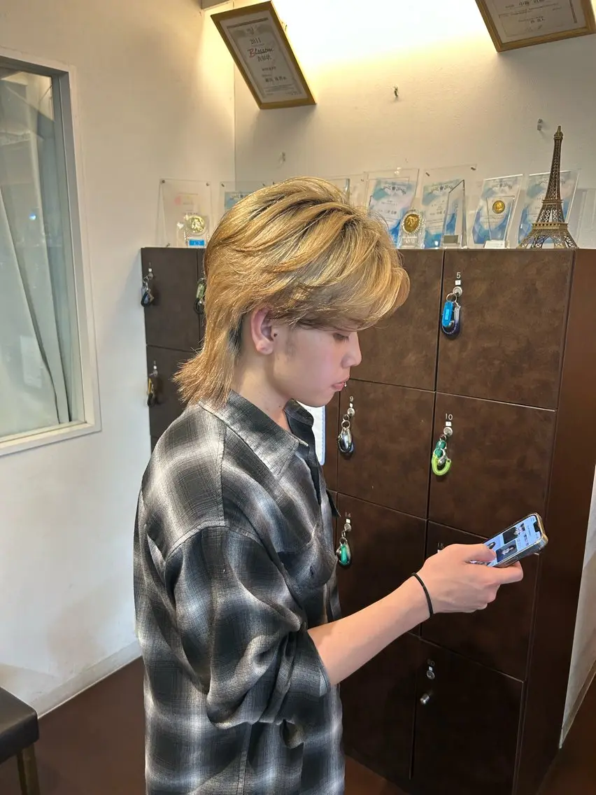 メンズ センターパート メンズウルフカット ウルフカット カット 桜井晶/ Blossom大山店のヘアスタイル
