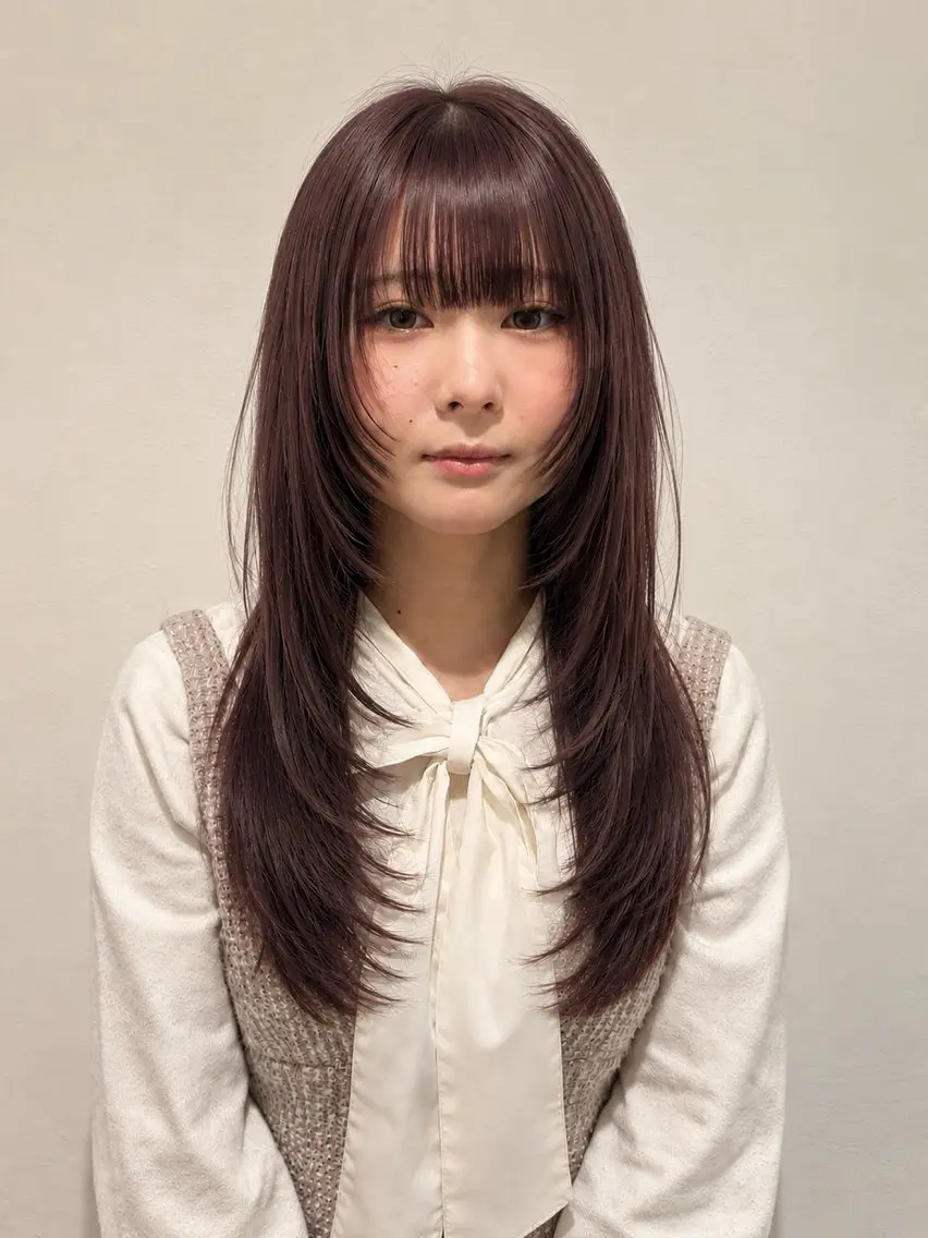 ロング カラー ロングレイヤー ピンクカラー レイヤーカット ロング ヘアカラー Lita たいちのヘアスタイル