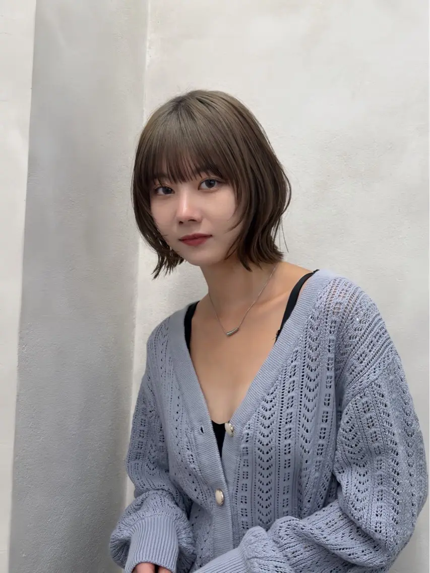 ミディアム カラー ヘアカラー 🎀HARU/ボブ/ セット/暖色🫧のヘアスタイル
