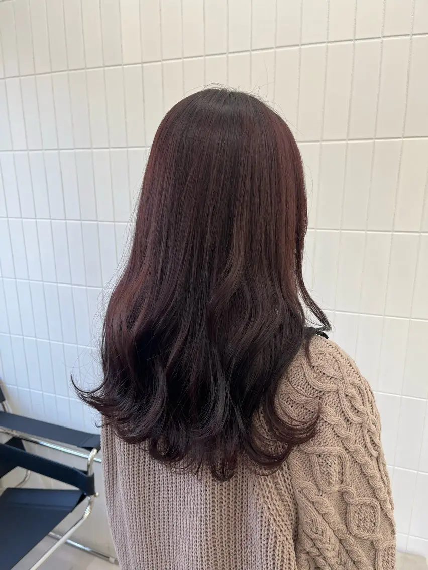 ミディアム カット ヘアカラー トリートメント 髪質改善縮毛矯正/暖 色カラー/ウエダカナのヘアスタイル