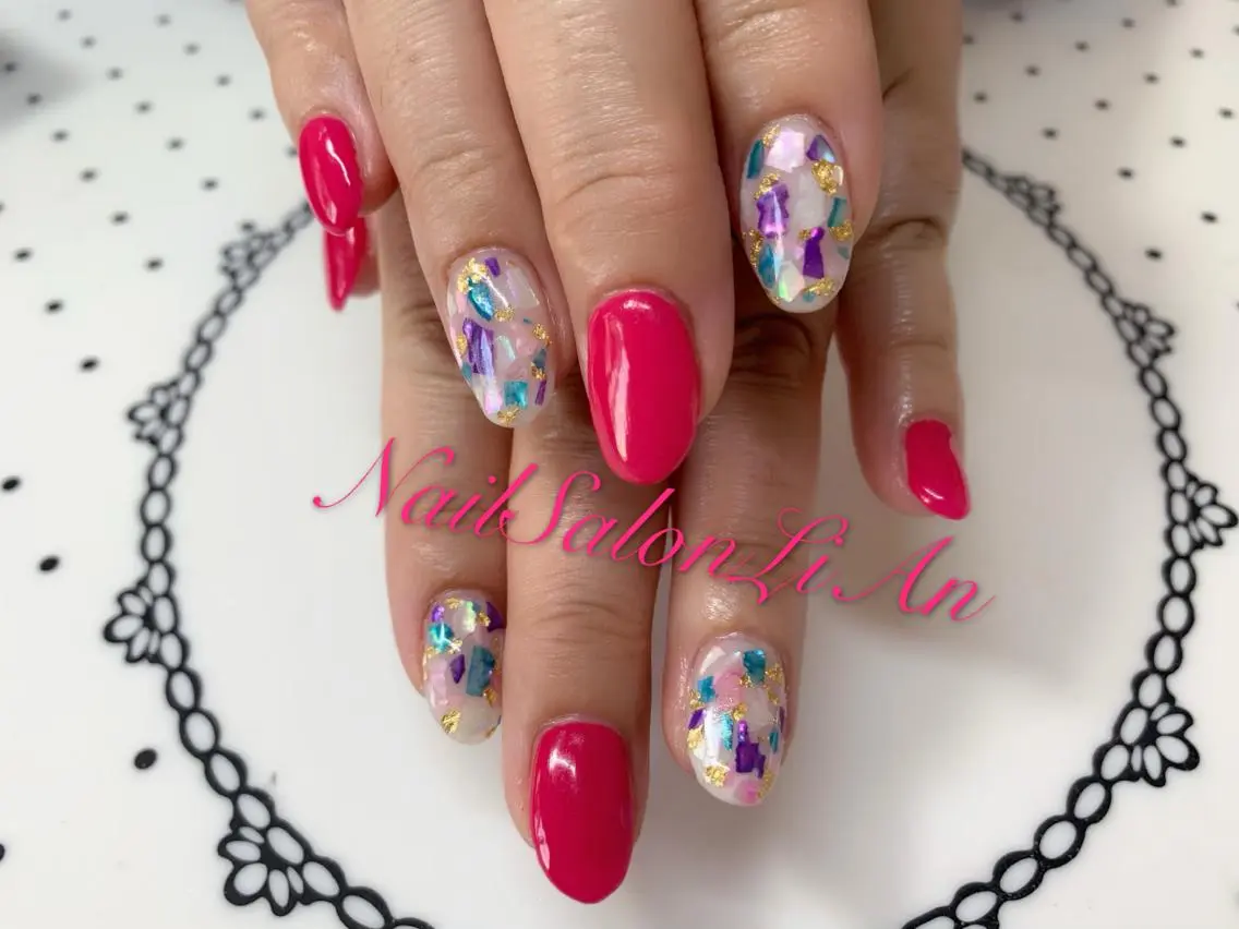 ネイル アートネイル 持ち込み シンプルネイル ストーンネイル NailSalon LiAnのネイルデザイン