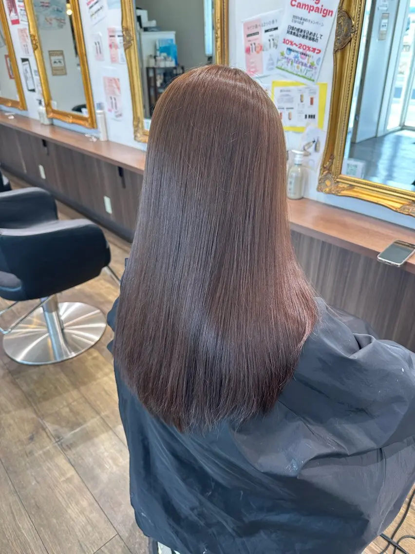 セミロング カラー ベージュカラー ブリーチ ブラウンカラー 透明感カラー ブリーチなしカラー Venus 神辺店のヘアスタイル