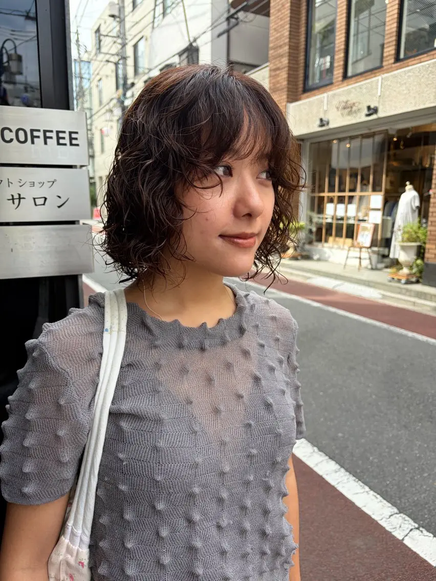 ミディアム パーマ レイヤー×初 パーマ|hinakoのヘアスタイル