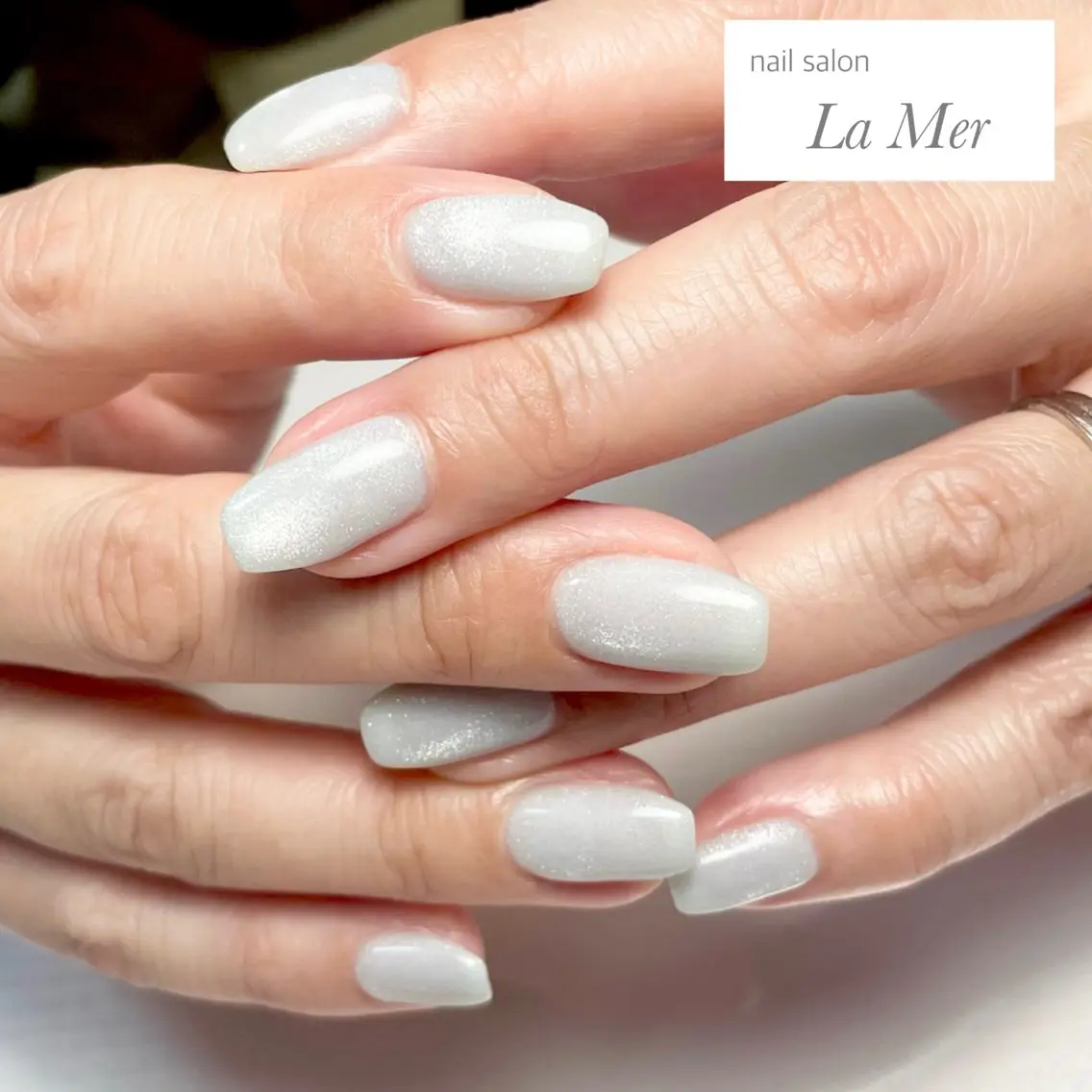 ネイル ブルー マグネットネイル オフィスネイル ワンカラーネイル シンプルネイル nailsalon La Merのネイルデザイン