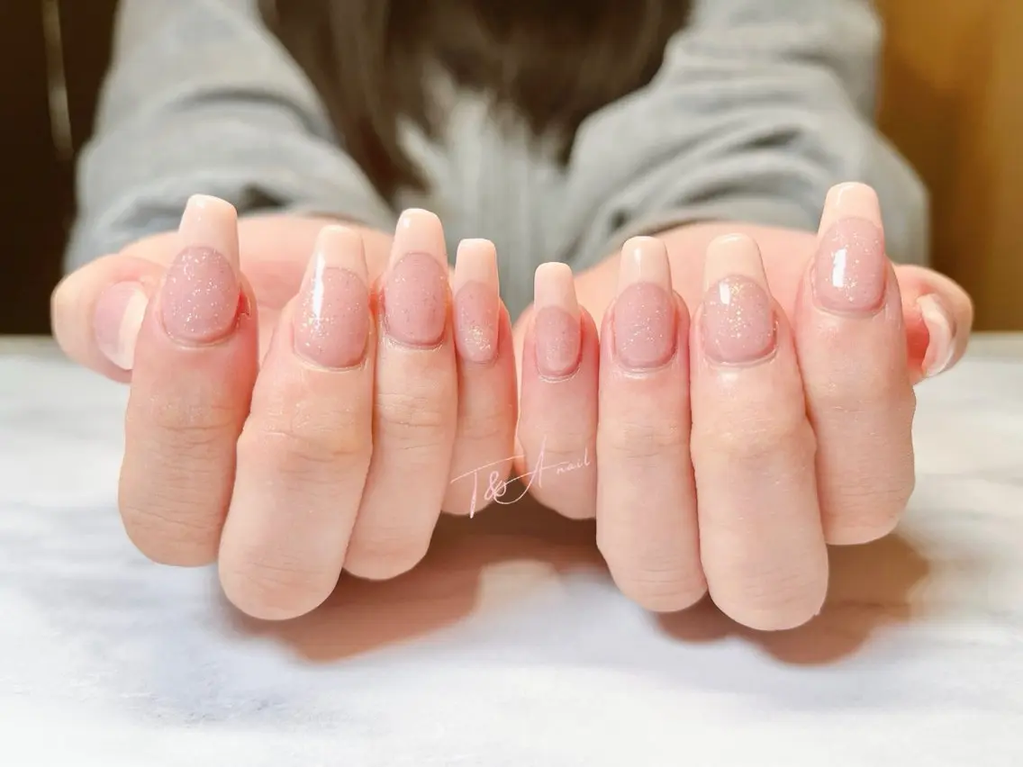 ネイル 長さ出し フレンチネイル ジェルネイル ピンク スカルプネイル T&A nailのネイルデザイン
