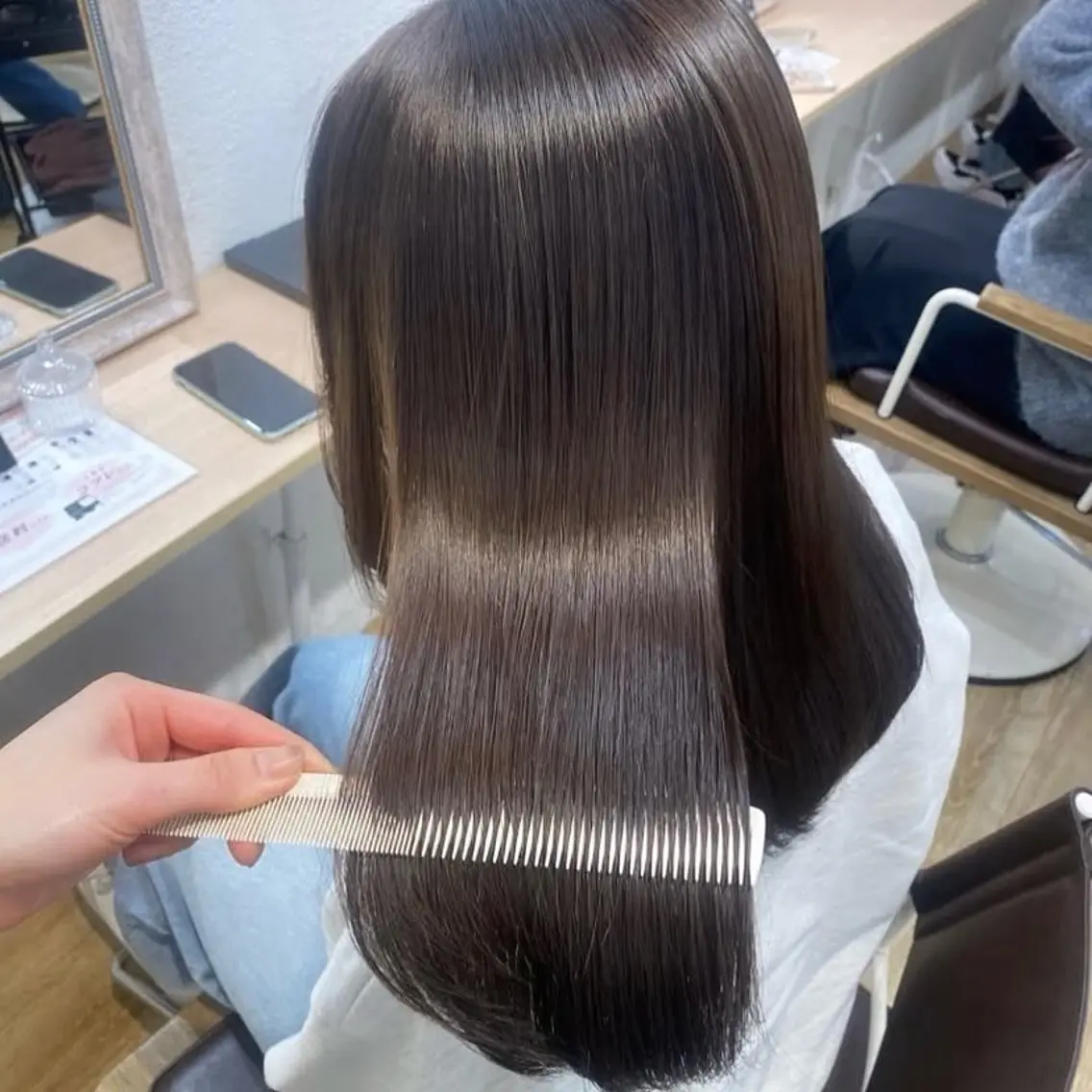 ミディアム カラー アッシュ ベージュカラー 黒髪 ブルーカラー ブルーブラック カット ヘアカラー トリートメント ヘッドスパ ヘアセット 艶感/韓国風 🤍moeka🤍のヘアスタイル