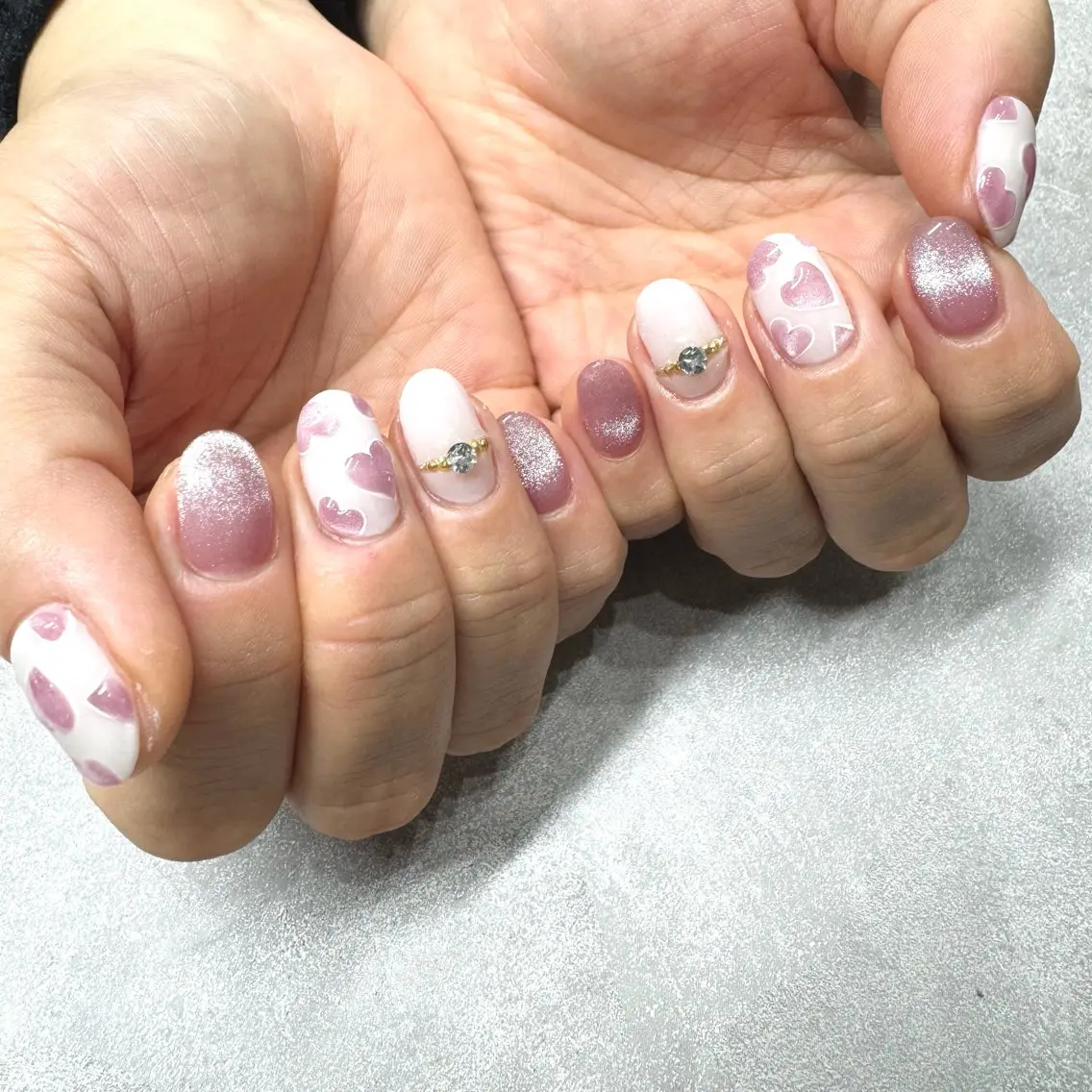 ネイル ハート マットネイル ハンドネイル フットネイル private salon　lienのネイルデザイン