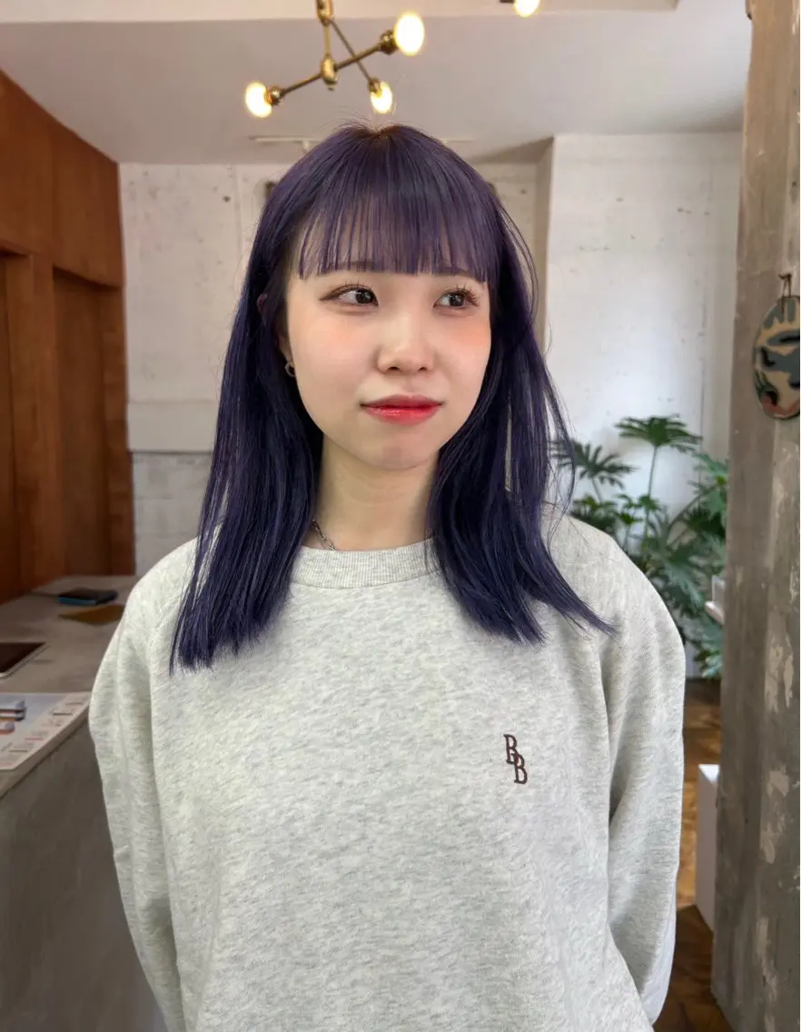 セミロング パープルカラー ハシモトタケル🌿 ボブ/レイヤーカットのヘアスタイル