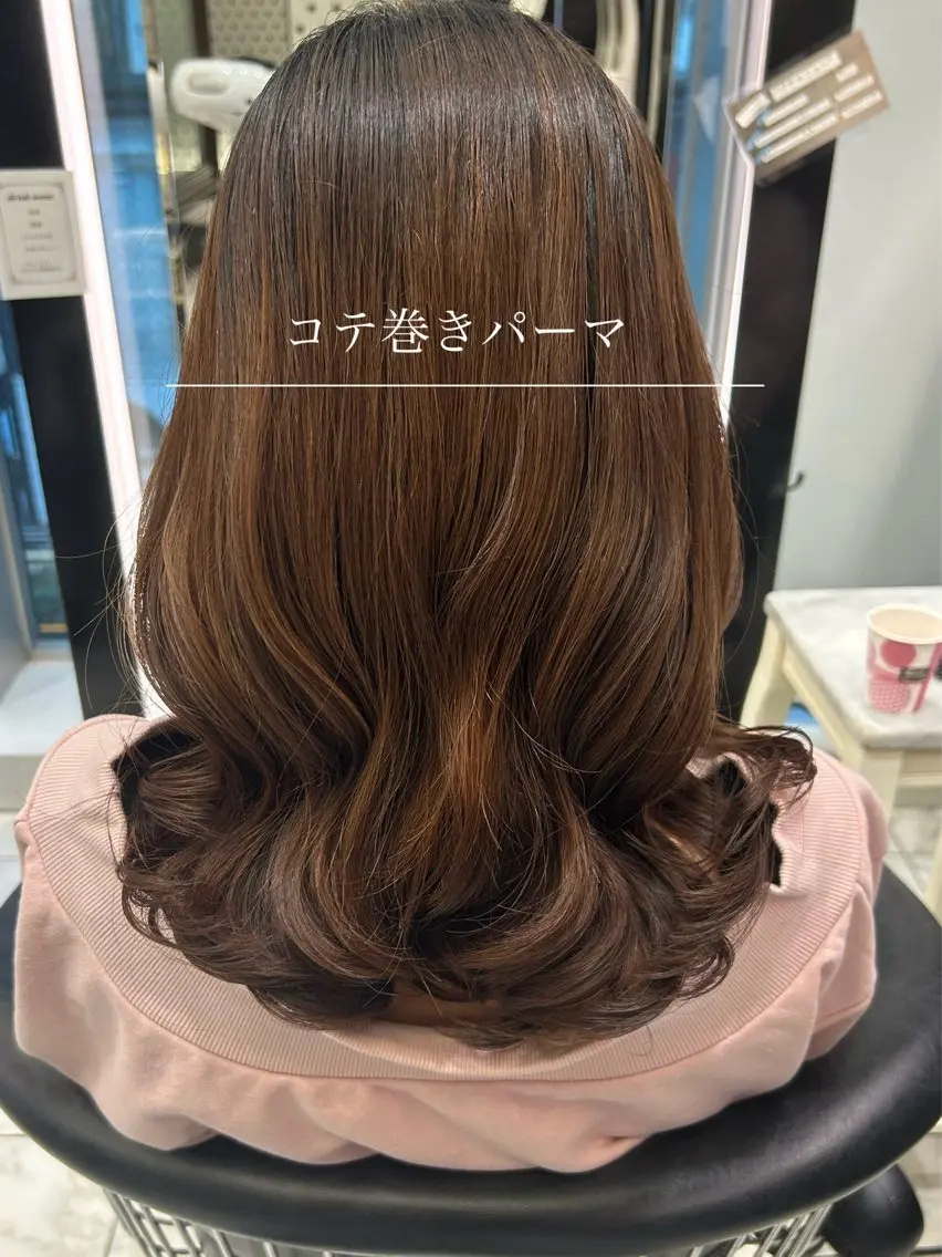 ミディアム パーマ カット パーマ 韓国っぽ水光肌カラー マンツーマン🫧なおのヘアスタイル