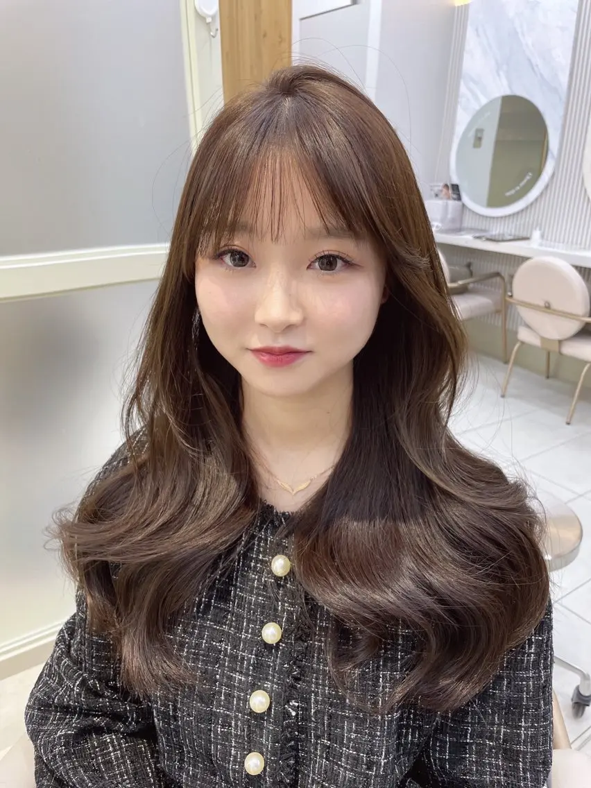 セミロング カット ヘアカラー トリートメント 顔周り/レイヤー /韓国ヘア/TAKUのヘアスタイル