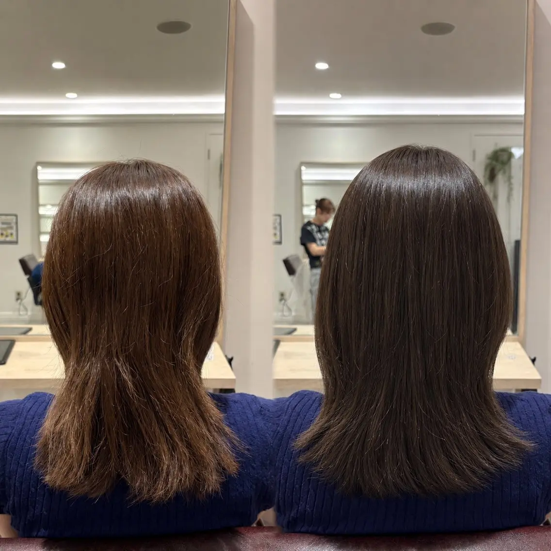 ミディアム カラー アッシュ 透明感カラー グレージュ ミント ヘアカラー トリートメント ワンカラー🫧 Moa⚛️のヘアスタイル