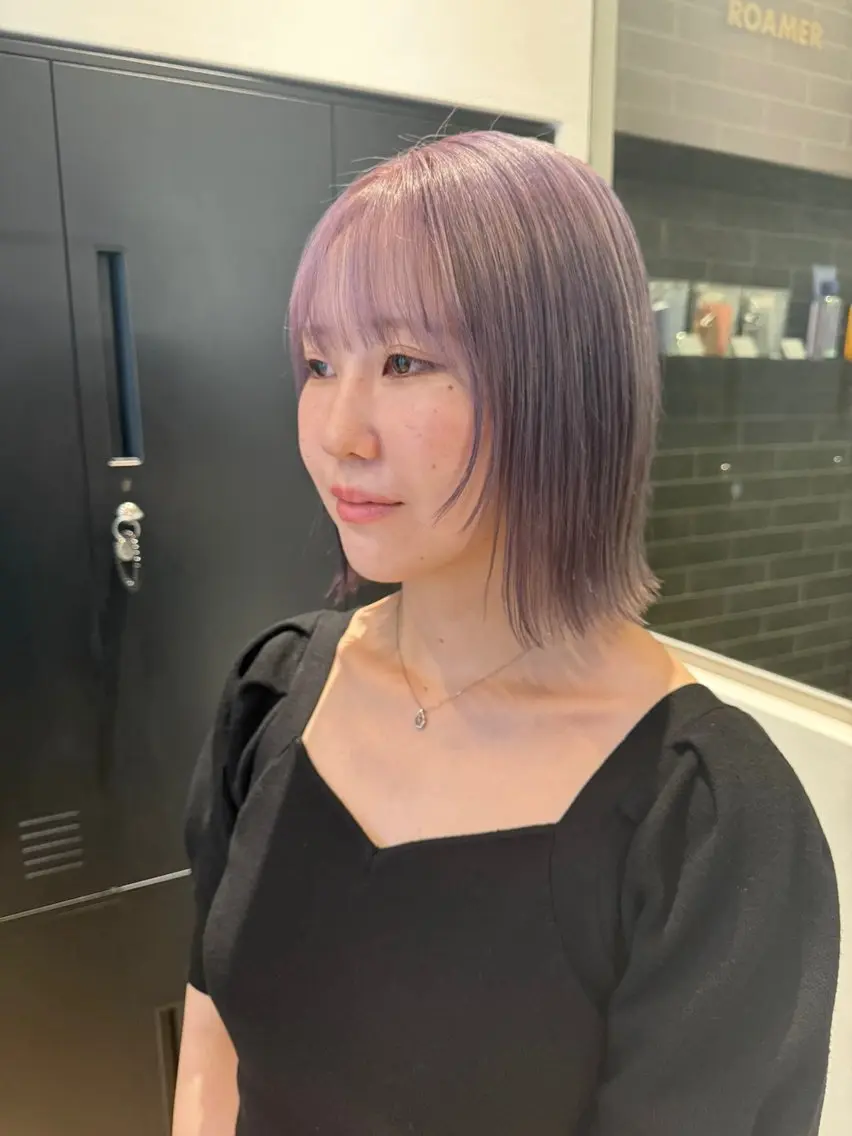 セミロング 切りっぱなしボブ ボブ カット ヘアカラー 須藤 優真 切りっぱなしボブのヘアスタイル