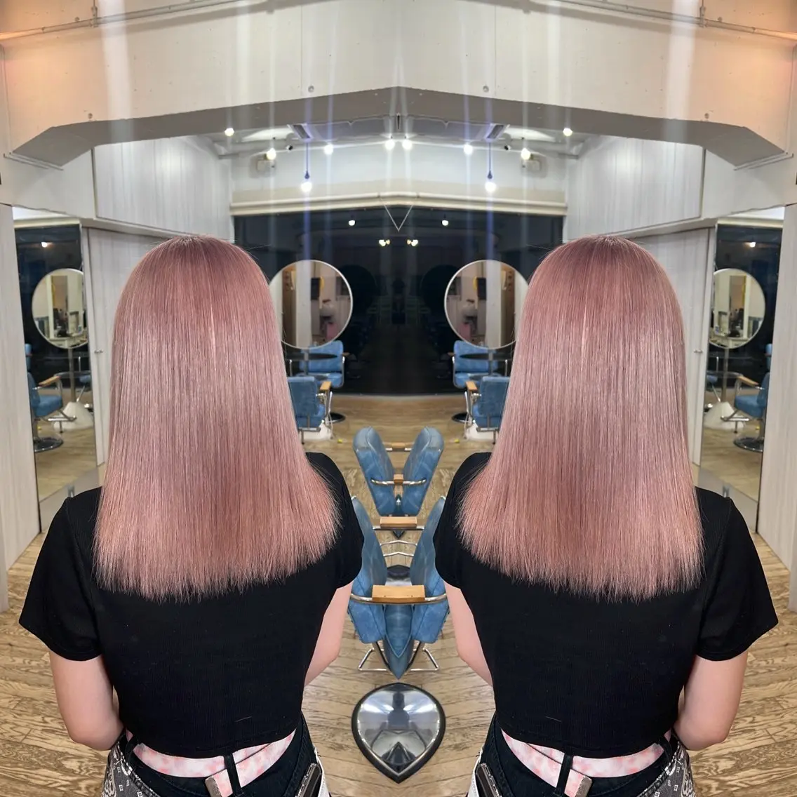 ミディアム カラー ピンクカラー カット ヘアカラー トリートメント 💎ハイトーン/艶 カラー モエカ💎のヘアスタイル