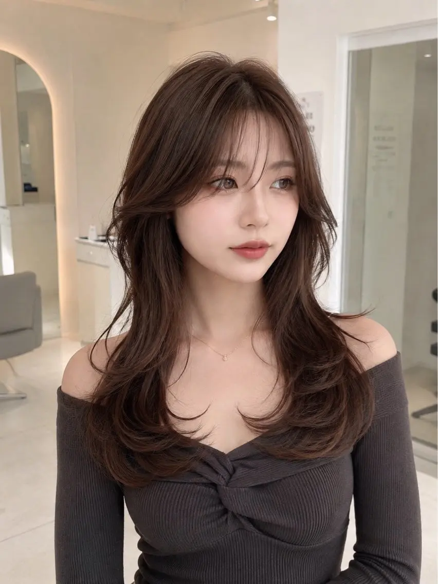 ロング レイヤーカット ロング 小顔カット カット ヘアカラー SHOEI／艶カラー /レイヤーカットのヘアスタイル