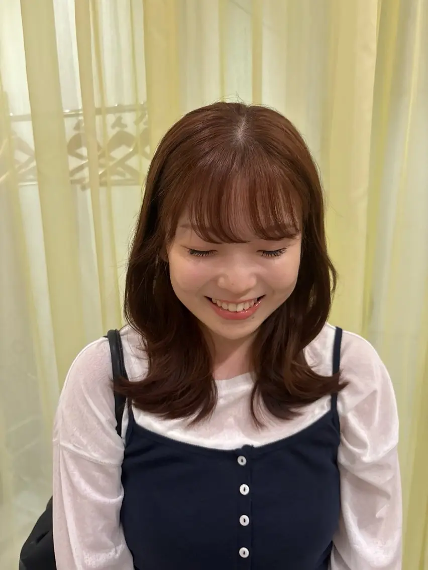 ミディアム カラー ピンクカラー shiozaki izumiのヘアスタイル