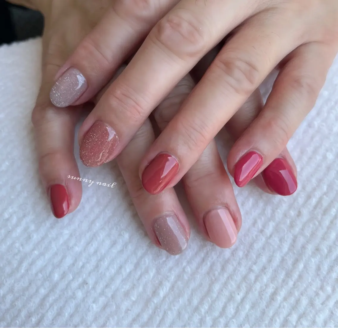 ネイル フラッシュネイル ジェルネイル パラジェル ピンク sunny nailのネイルデザイン