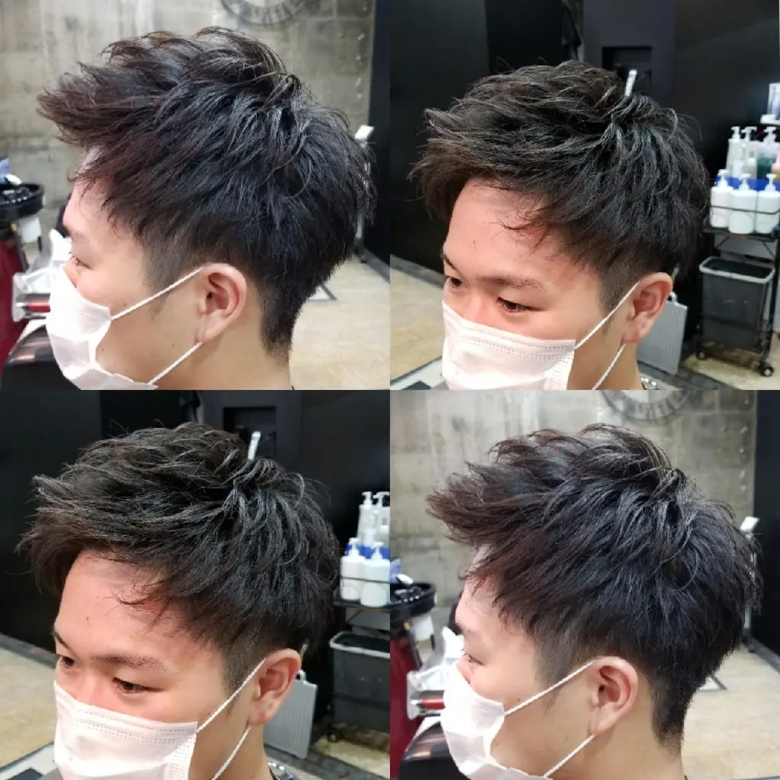 ショート パーマ メンズ アップバング メンズパーマ 盛林 桜成のヘアスタイル