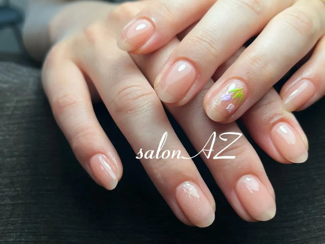 ネイル 桜ネイル 長さ出し フットネイル フレンチネイル ジェルネイル salon AZのネイルデザイン