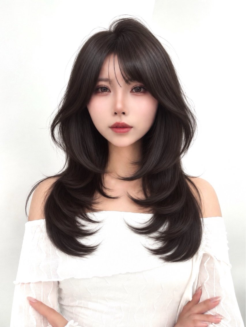 ロング カラー 透明感カラー 韓国風ヘア レイヤーカット トリートメント カット ヘアカラー トリートメント ヘッドスパ 盛れる顔周り✨韓国 レイヤーkanatoのヘアスタイル