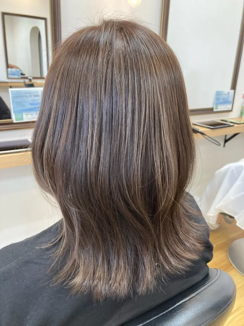 ミディアム ハイライト 髪質改善 ヘアカラー 大野 まゆのヘアスタイル