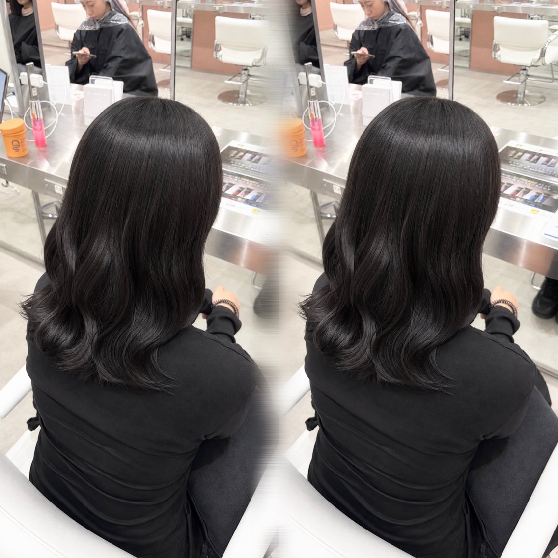 【韓国ヘア🇰🇷💞】赤みを抑えた透明感たっぷりワンカラー🫧🤍+ヘアセット𓂃🎀𓈒𓏸の写真