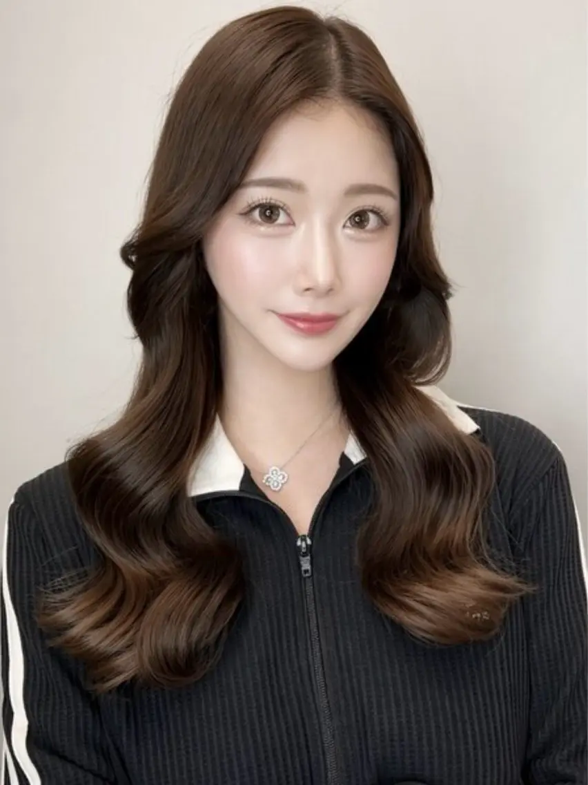 ロング カラー ヘアアレンジ 韓国風ヘア レイヤーカット vizz by el yts 北谷ブリーチのヘアスタイル