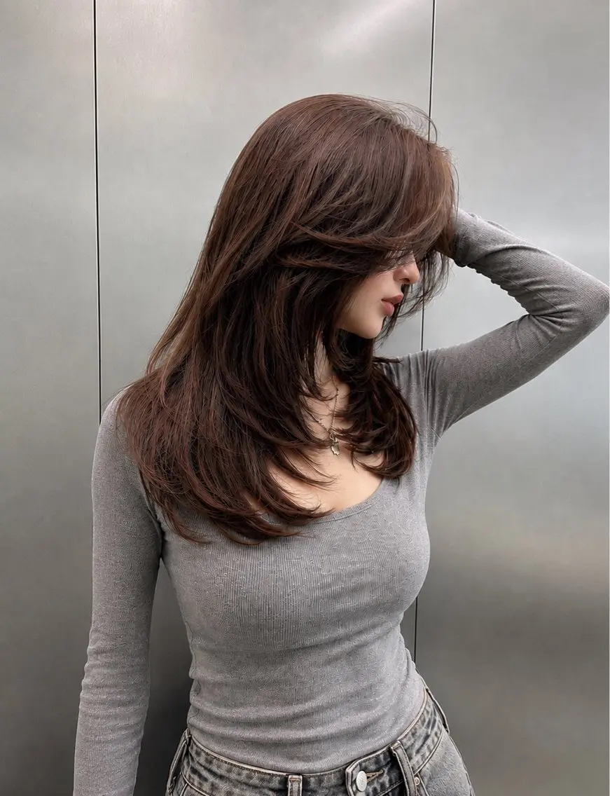 ミディアム カラー カット ヘアカラー トリートメント 🦋韓国風レイヤー/ 艶髪矯正🦋凛太郎のヘアスタイル