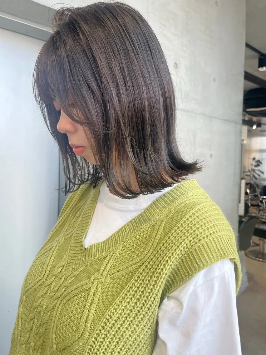 ミディアム カラー パーマ ヘアアレンジ 透明感カラー✂︎ YUKAのヘアスタイル