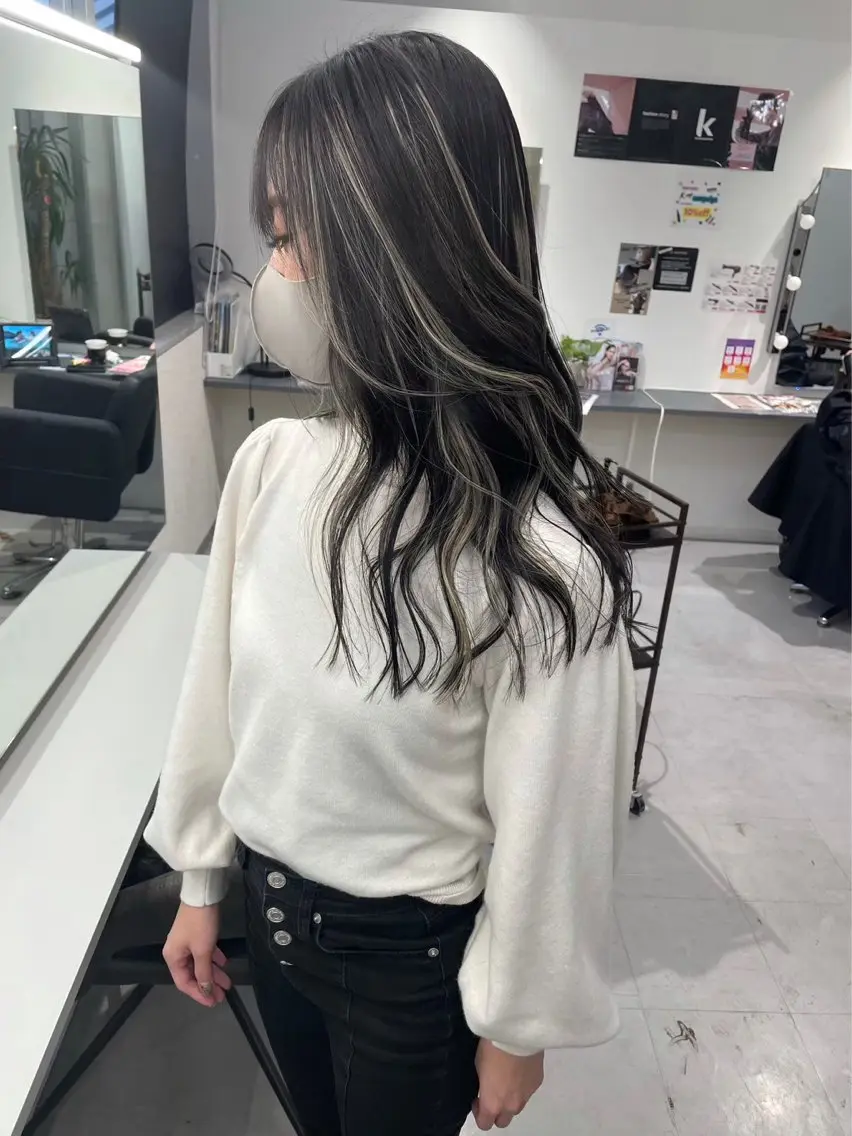 ロング カラー ブリーチ ハイライトカラー ハイライト MIST EYELASHのマツエク・マツパデザイン