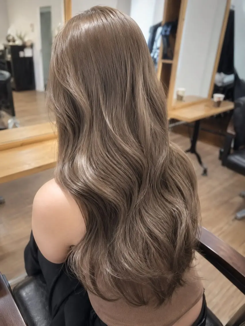 ロング カラー バレイヤージュ ブリーチ ケアブリーチ 透明感カラー ダブルカラー カット ヘアカラー トリートメント 小田部慎也 海外レイヤー×艶髪のヘアスタイル