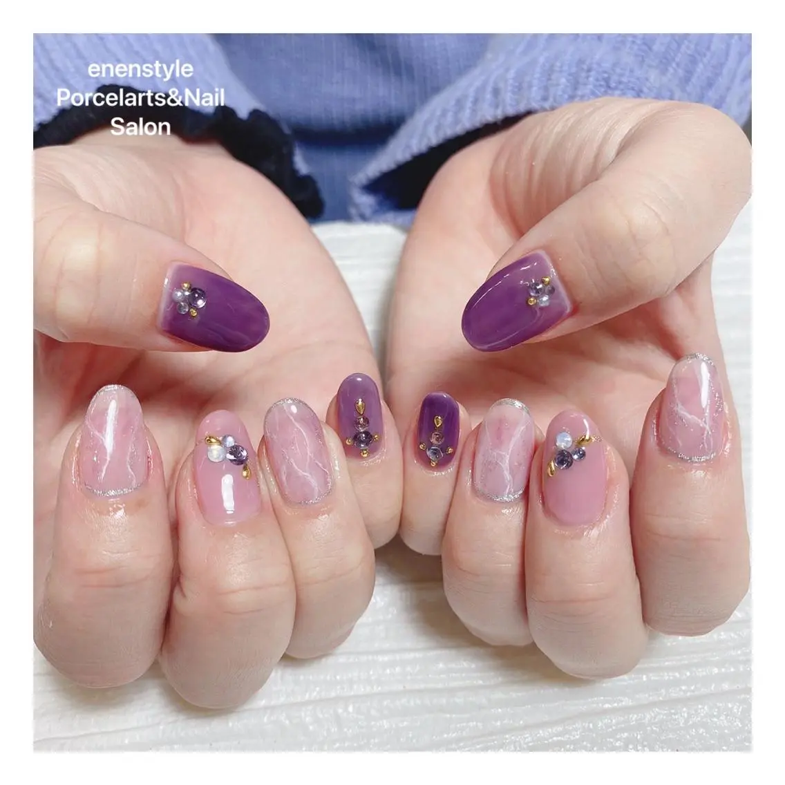 ミディアム ネイル ハンドネイル 🐾enen style 🐾のネイルデザイン