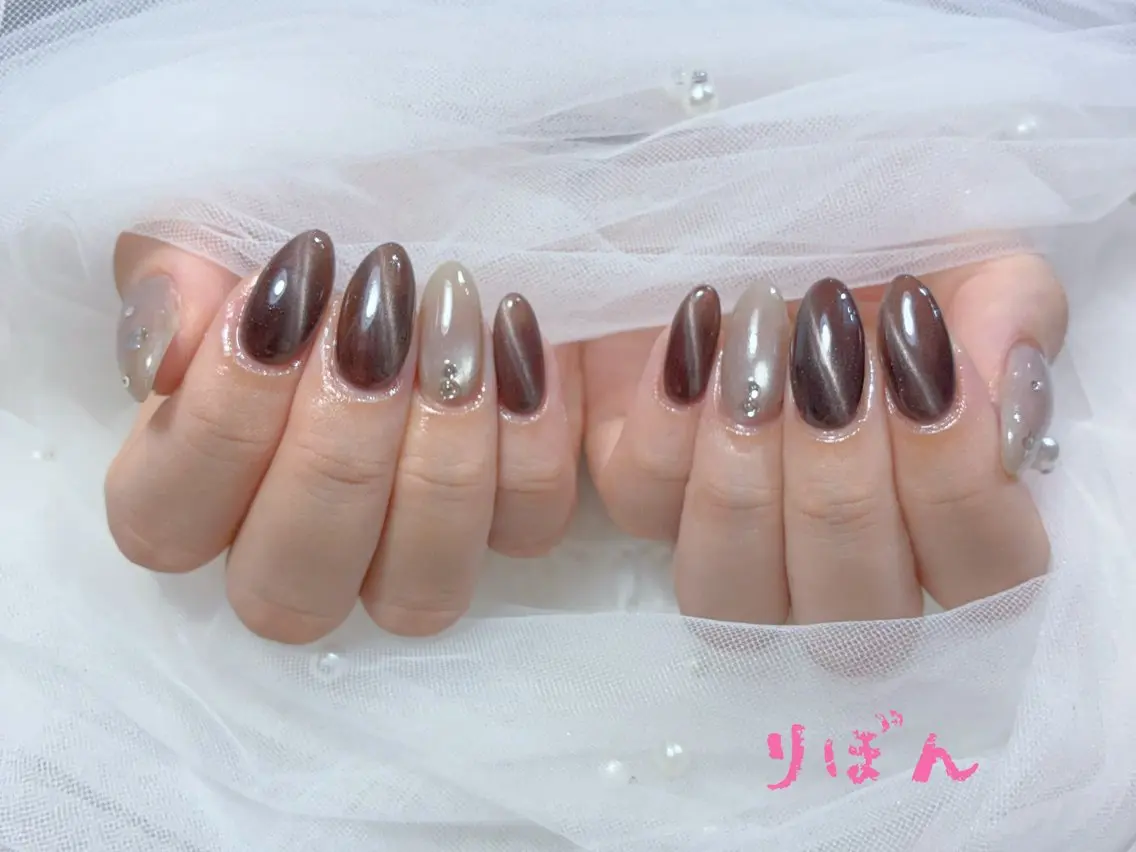 ミディアム 入学式 卒業式のヘアスタイル 韓国風ヘア ハンドネイル りぼん Re:Bonrのネイルデザイン