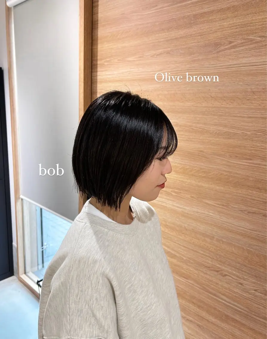 ショート カラー ブラウンカラー オリーブブラウン ボブ 透明感ケアカラー/ レイヤー/ryokaのヘアスタイル