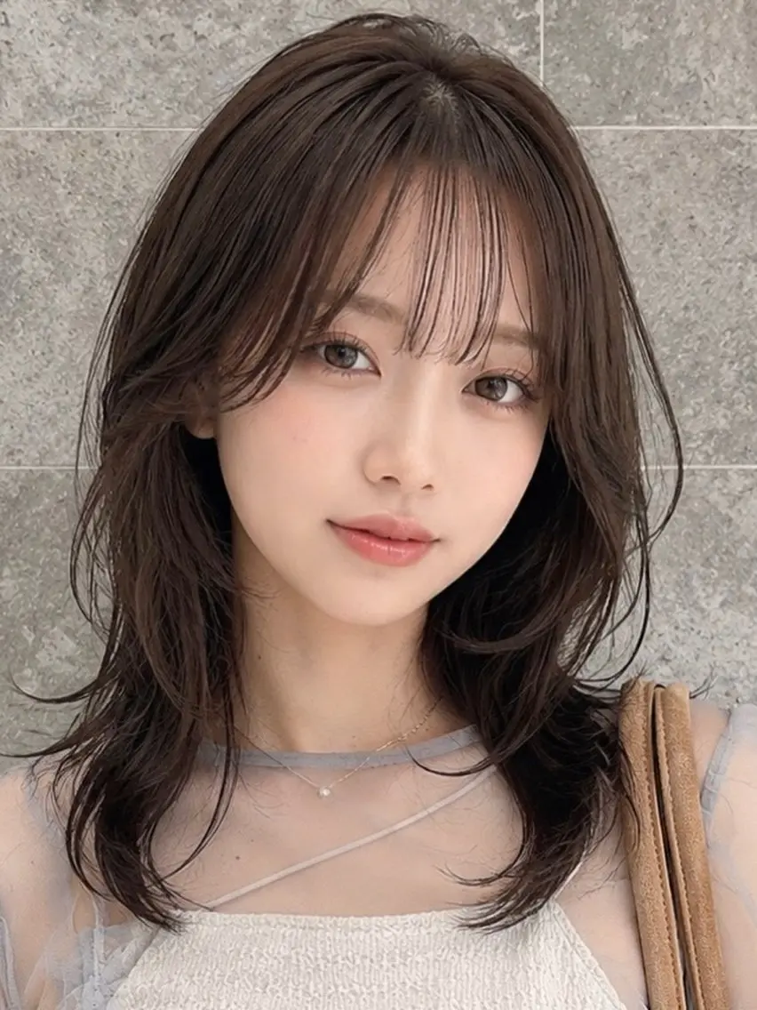 ミディアム カラー ミディアムレイヤー レイヤーカット カット トリートメント 早野太陽 ミディアムカットのヘアスタイル