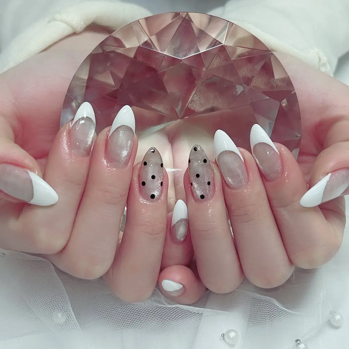 ネイル アートネイル ジェルネイル ハート キラキラネイル 韓国ネイル ハンドネイル Cute Tips nailのネイルデザイン