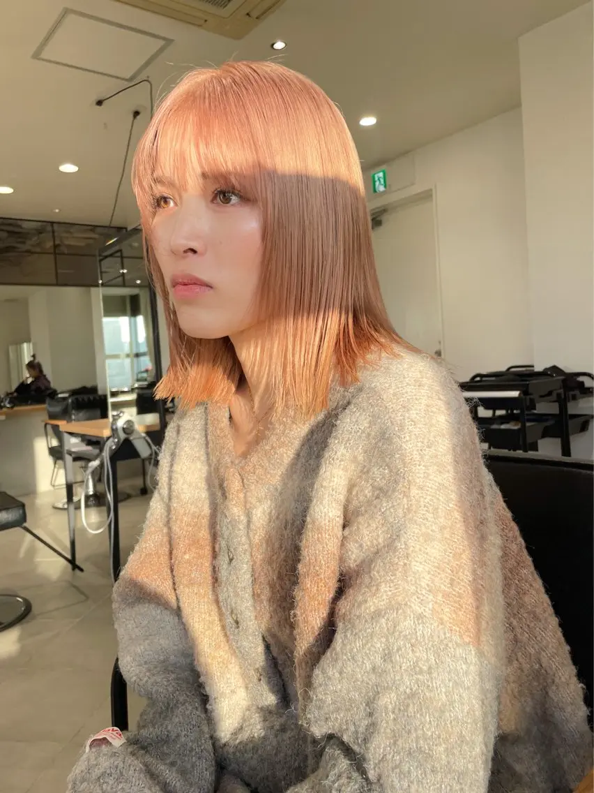 ミディアム カラー ベージュカラー ブリーチ ケアブリーチ ハイトーンカラー HIBIKI/原宿 ハッシュカット🪄のヘアスタイル