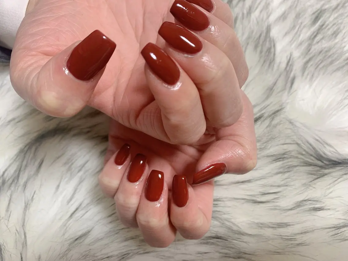 ネイル ボルドー ジェルネイル 韓国ネイル メンズネイル ワンカラーネイル kiki nail たまプラーザのネイルデザイン