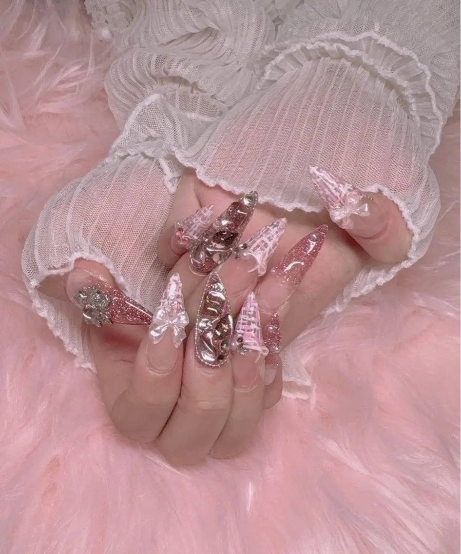 ネイル ピンク ツイードネイル ハンドネイル Nail Salon macherieのネイルデザイン