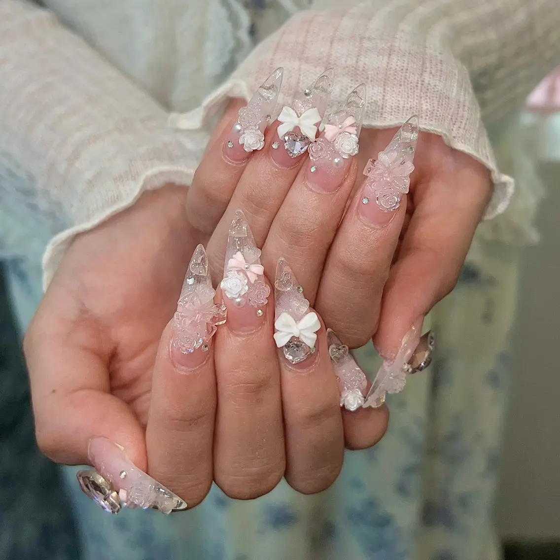 ネイル チークネイル 長さ出し フレンチネイル ジェルネイル ガーリー ハンドネイル Sora  Nail Studioのネイルデザイン