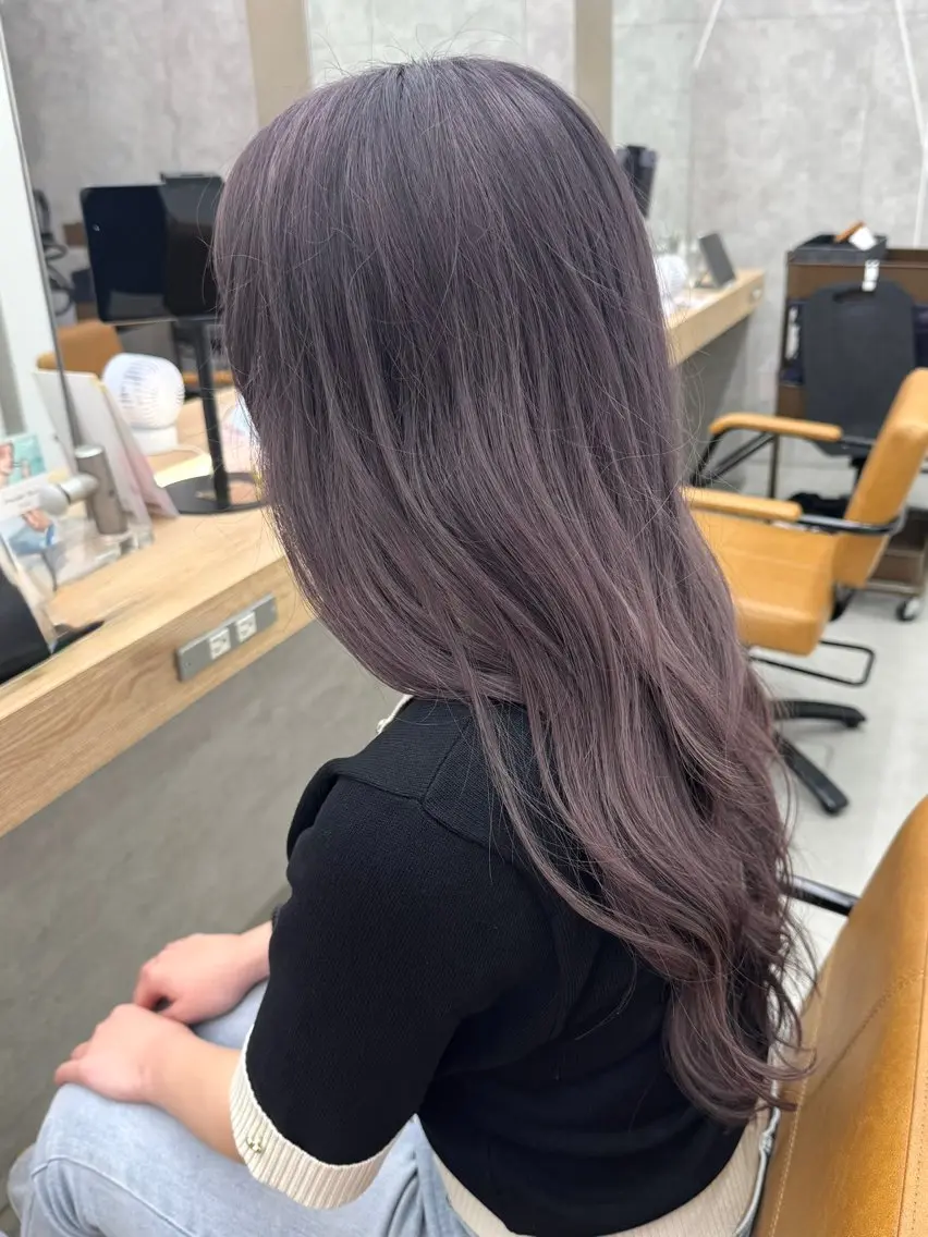 ロング カラー グレージュ ラベンダーカラー ラベンダーグレージュ ラベンダーグレー カット ヘアカラー けー すけのヘアスタイル