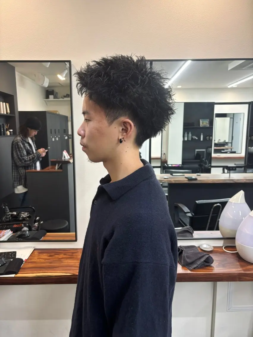 パーマ メンズ カット パーマ スパイキーパーマ 柏NO1 藤本葉のヘアスタイル