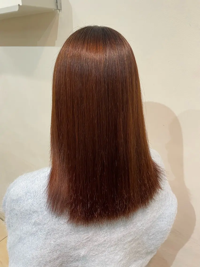 セミロング カラー オレンジ すずな【レディース カットモデル募集中】のヘアスタイル