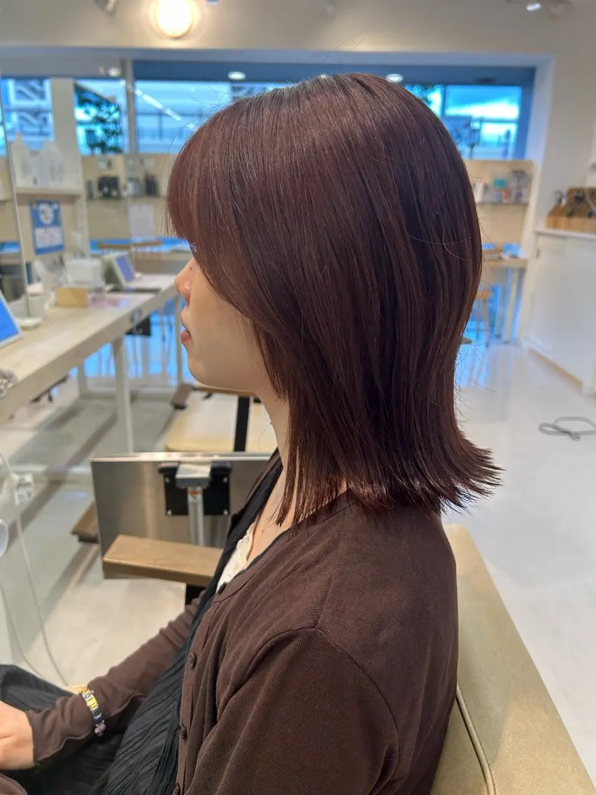ミディアム カラー ブラウンカラー ピンクカラー ピンクブラウン カット ヘアカラー トリートメント chie/お悩み改善 /大人女性◎のヘアスタイル